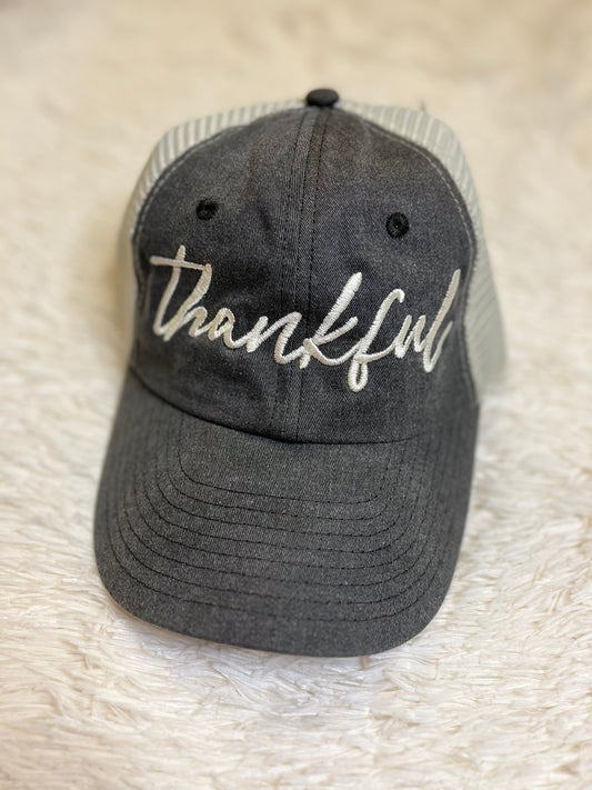 Grey Thankful Hat